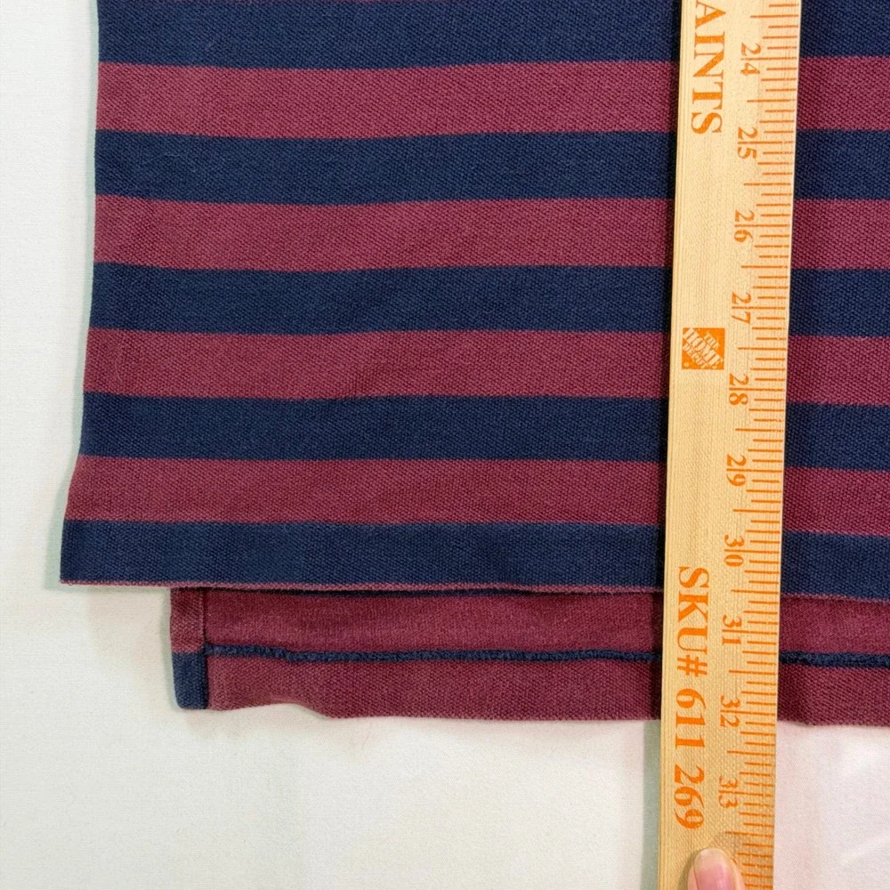 Polo Ralph Lauren The Big‎ Shirt Mens Large Striped Crest Pocket Polo Burgundy